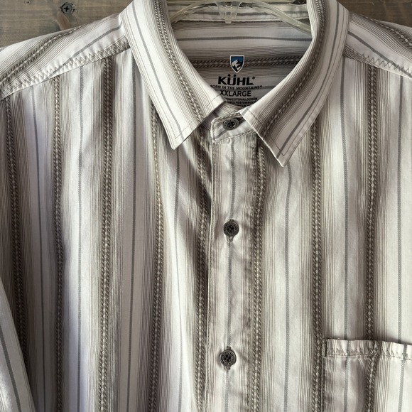 Kuhl Button Up Shirt Mens XXL Short Sleeve Striped Casual Outdoor Hiking Camping - Picture 2 of 9